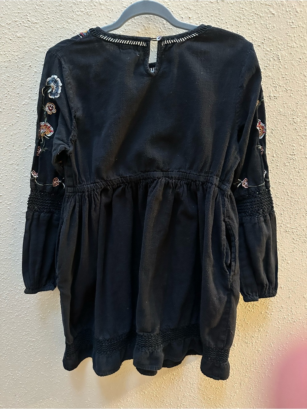 World Market 100% Cotton Boho Floral Embroidery Tunic Mini Dress Long Sleeve S/M - Picture 5 of 9